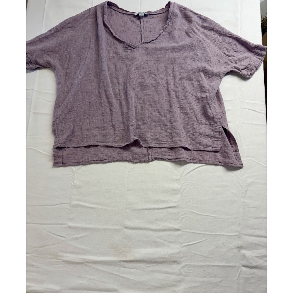 Women's FavLux Fashion Light Purple Blouse Short Sleeve Shirt Size Large